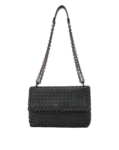 Intrecciato Olimpia, &pound;450, Handbags, Black, Leather, Front view